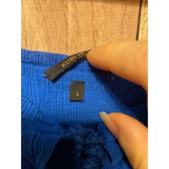 KOBI HALPERIN L Darcie Mini Dress cobalt Blue Silk blend Flowy Boho Chic - Picture 7 of 10